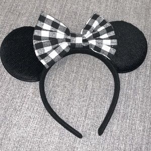 Black and white plaid Mickey Mouse ears